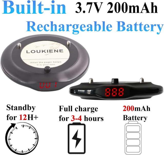 Thumbnail 1 de LOUKIENE Restaurant Pager System 20 Wireless Coaster Pagers