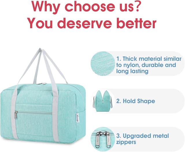 Detalle de 40x30x20 underseat foldable travel duffel bag for Ryanair-style cabin bags (20L) – Mint Green