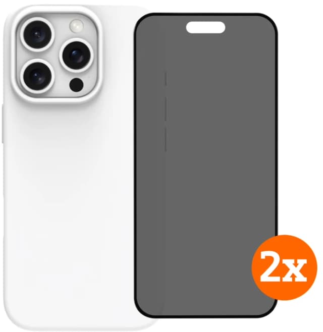 Thumbnail 23 de BlueBuilt Backcover iPhone 16 Pro Weiß + Panzerglas mit Blickschutzfilter Doppelpack