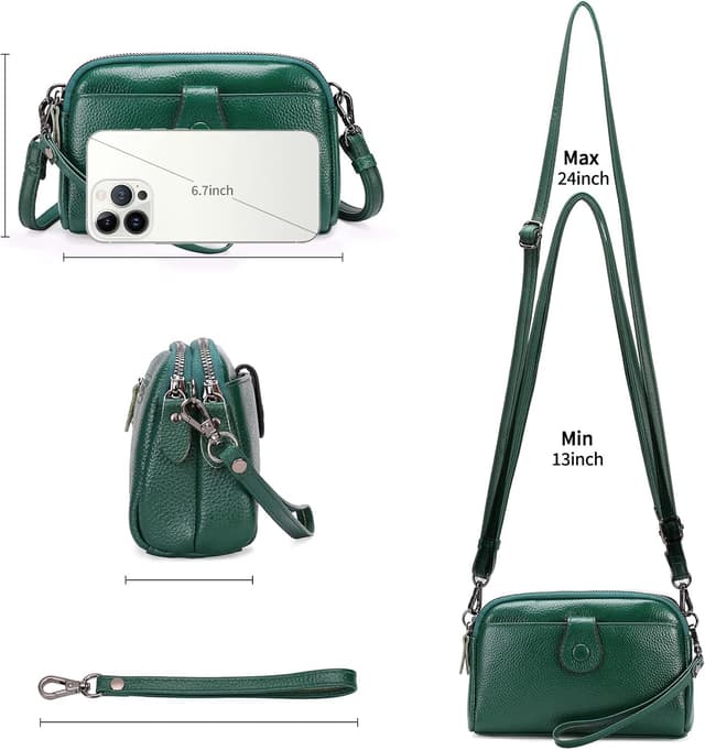 Detalle 1 de GAEKEAO small genuine leather crossbody bag with wristlet strap