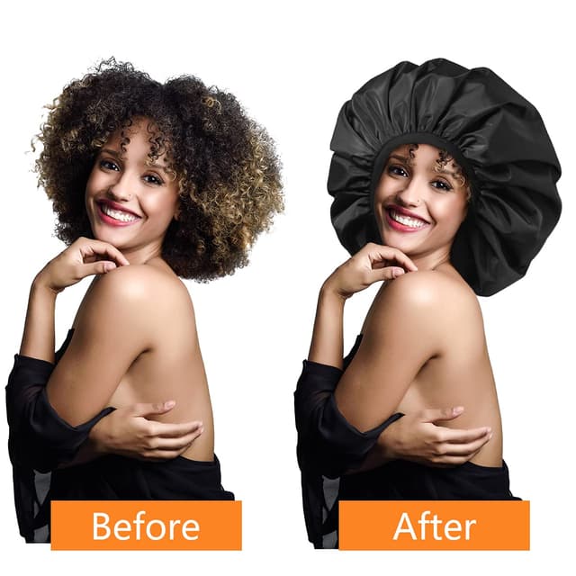 Thumbnail 6 de Auban Extra Large Shower Cap (XL) — Double-Layer Waterproof Reusable Bonnet for Long Hair, Braids & Locs (Black)
