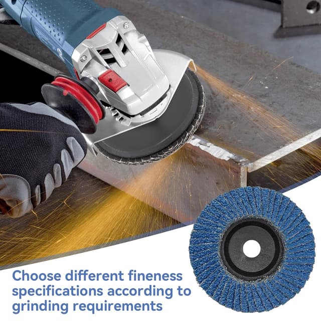 Detalle de 10er-Set Fächerscheiben Ø 76 mm (40 Korn) für Winkelschleifer – Lamellenschleifscheiben zum Entgraten, Entfernen von Rost und Farbe