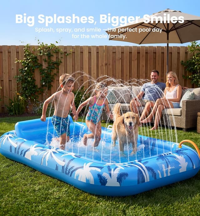 Detalle de X-Large Inflatable Tanning Pool Lounger Float with Sprinkler (Auto Spray Cooling) — Holds up to 2, with Cup Holder