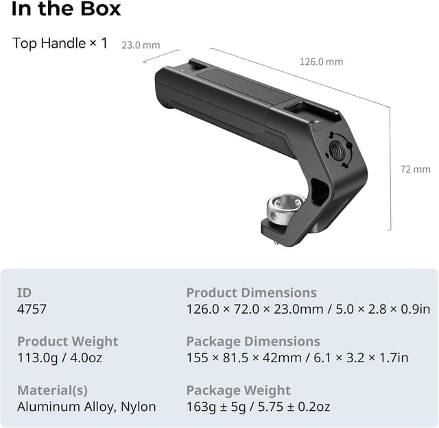 Thumbnail 6 de SMALLRIG 4757 Top Handle, leicht 113 g