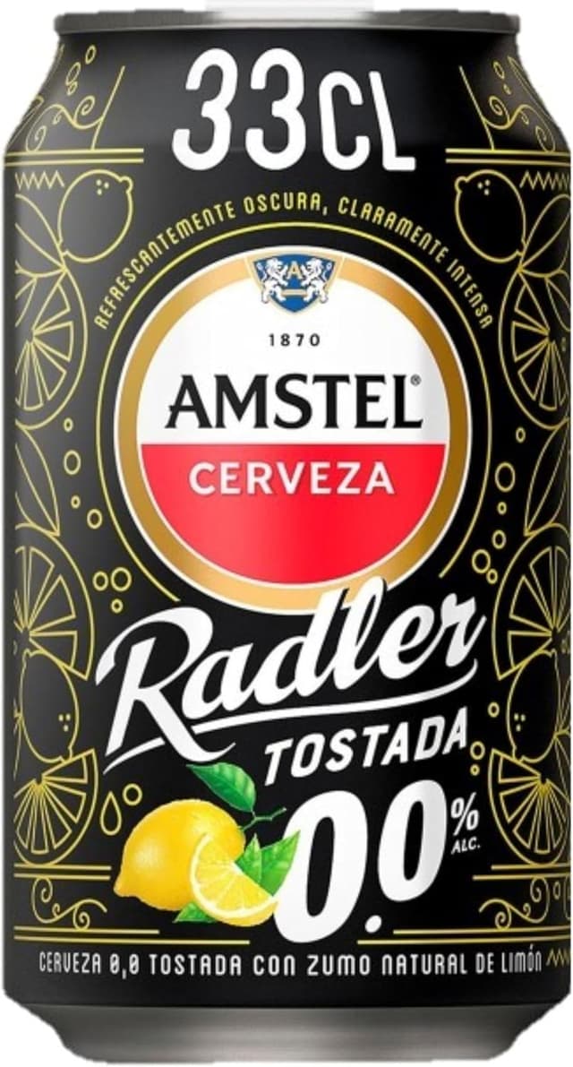 Thumbnail 2 de Amstel Radler 0,0 Cerveza Tostada Limón Sin Alcohol 🍋 - 24 Latas