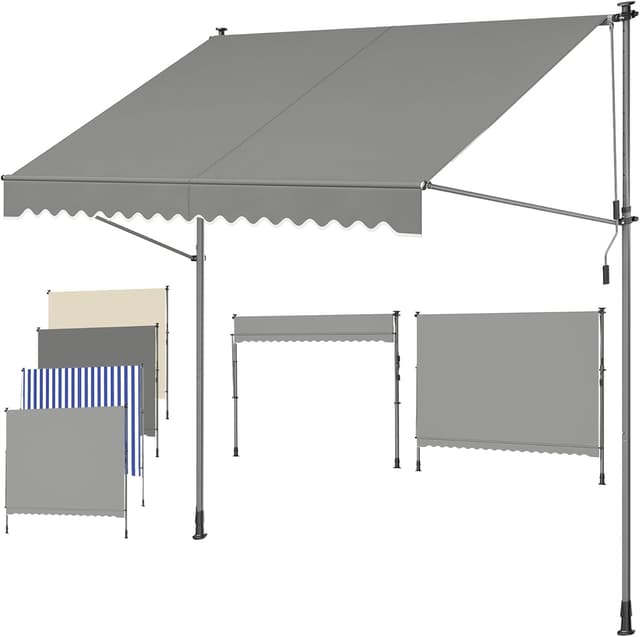 Detalle de SONGMICS store banne rétractable manuel gris GSA352G01 (350 x 180 cm)