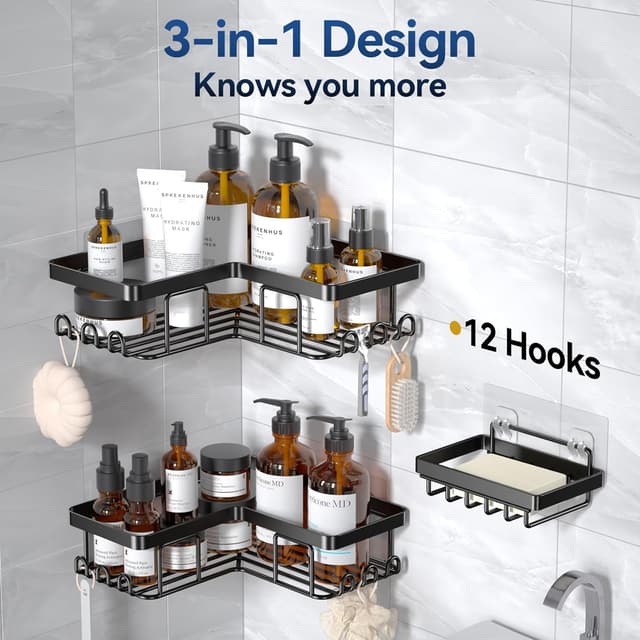 Thumbnail 5 de YASONIC Shower Caddy with 12 Hooks ⚙