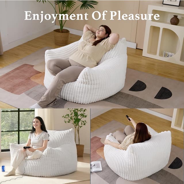 Thumbnail 6 de Giant Plush Bean Bag Chair Oversized Beige 🛋
