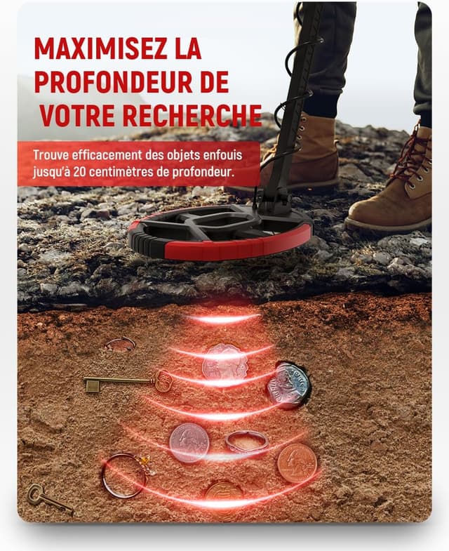 Detalle 2 de KAIWEETS Détecteur de métaux professionnel 6 modes