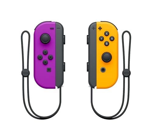Detalle 2 de Set Nintendo Joy-Con morado neón y naranja neón para Nintendo Switch con correas