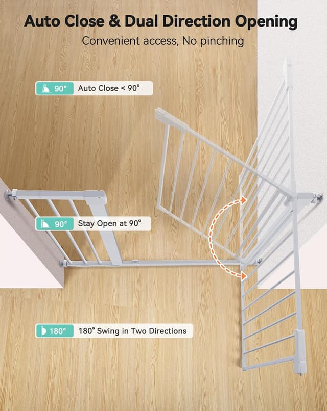 Detalle de COMOMY Türschutzgitter Extra Hoch (91,5 cm) – 75–103 cm passend, ohne Bohren, weiß