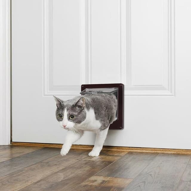 Detalle de Porta per gatti e cani con schermo Porta scorrevole controllabile M-19×22×5,5 cm, marrone