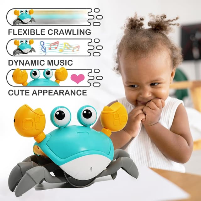 Detalle 2 de Pbooo Crawling Crab Baby Toy (Infrared Sensing) for Tummy Time & Early Learning
