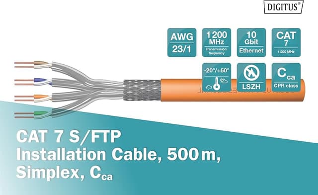Thumbnail 1 de DIGITUS 500 m Cat 7 S‑FTP, 1200 MHz 🧰