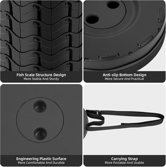 Detalle de Qiguet Collapsible Stool Folding Chair (Black) — Portable Folding Seat Up to 400 lbs, 12 Height Levels