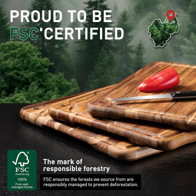 Thumbnail 6 de Teak Wood Cutting Board Set 3-Pack 🍽