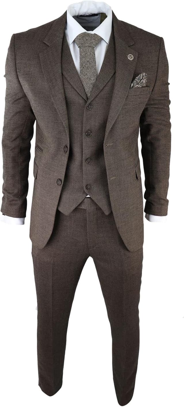 Imagen de Mens Herringbone Tweed 3 Piece Suit Blue 32 en OfertitasTOP