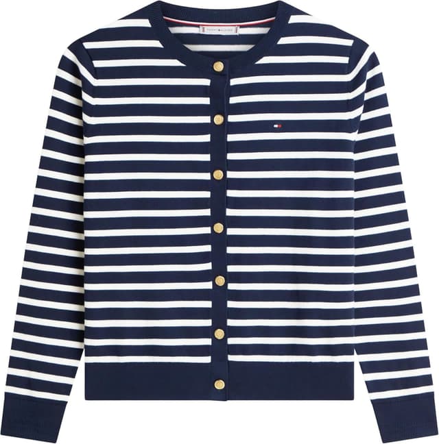 Detalle de Cardigan femme Tommy Hilfiger en jersey fin à patte de boutonnage