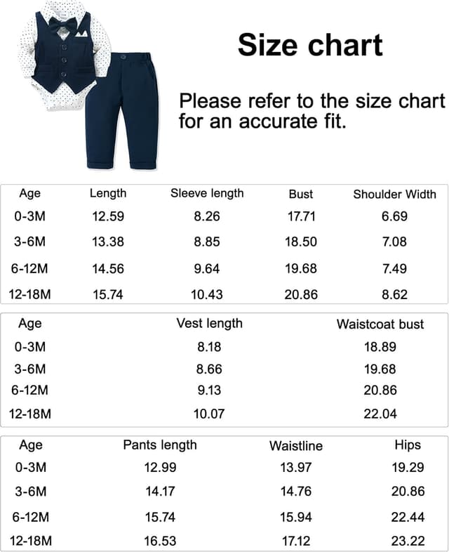 Thumbnail 6 de Amissz Baby Junge Anzug Taufe 0-18M