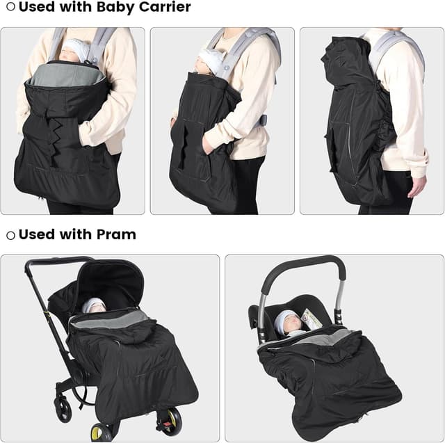 Thumbnail 2 de Orzbow Couverture de Portage Bébé Imperméable Dinosaure Noir 💤