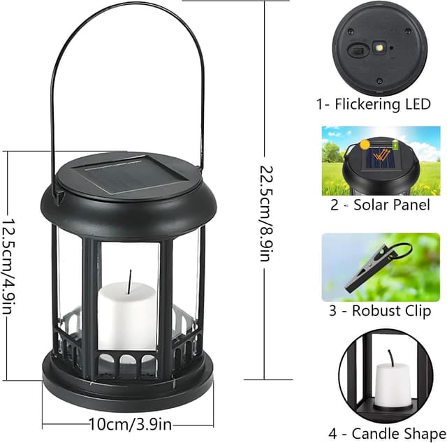 Thumbnail 4 de Yowin Lanterne da Esterno 4 Pezzi nero