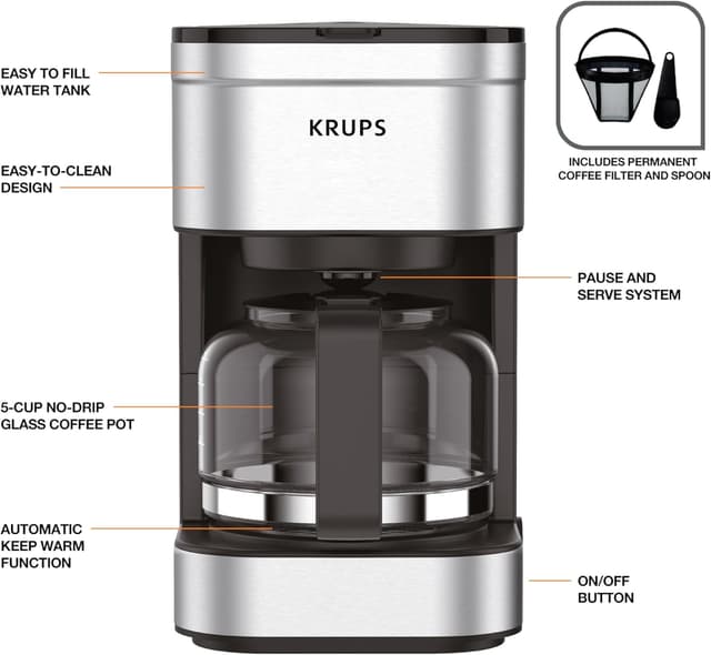 Detalle 2 de KRUPS Simply Brew Compact 5-Cup Drip Coffee