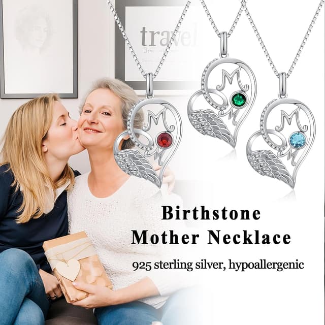 Detalle de jiamiaoi Herz Kette in 18K Weißgold-Optik (vergoldet) mit 925 Silberkette und Herzanhänger – mit Geburtsstein