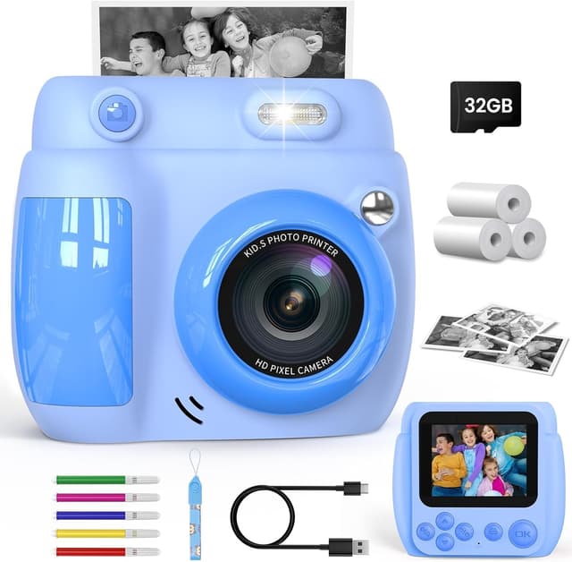 Detalle de Gofunly Kids Camera 1080P, 32GB instant printer