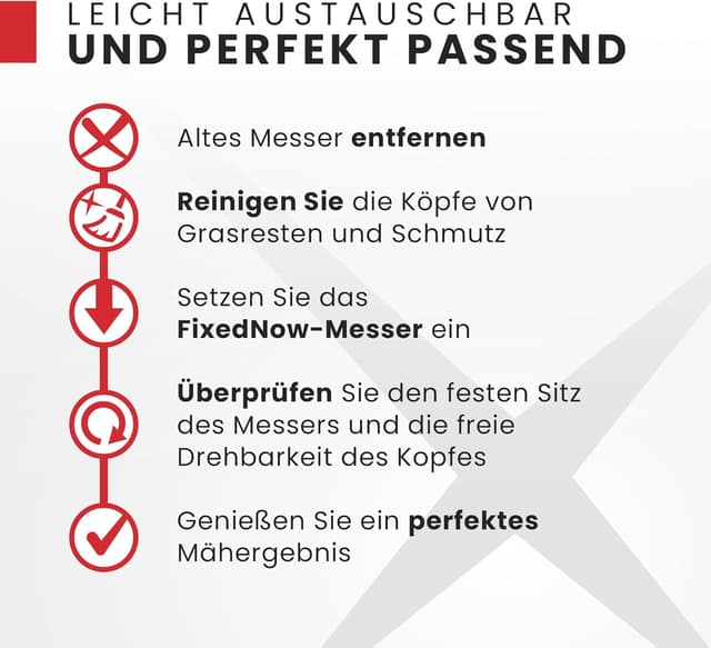 Detalle de FixedNow 50 Ersatzmesser für Einhell Rasentrimmer (Kunststoff) – kompatibel mit ausgewählten GE/GC/BG/RG-Modellen