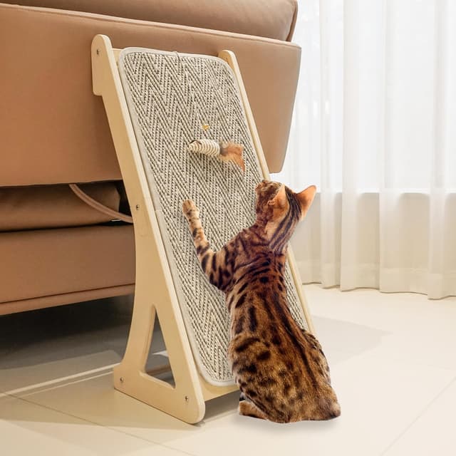 Detalle de PETKARAY griffoir pour chat en forme de L avec sisal naturel et herbe à chat