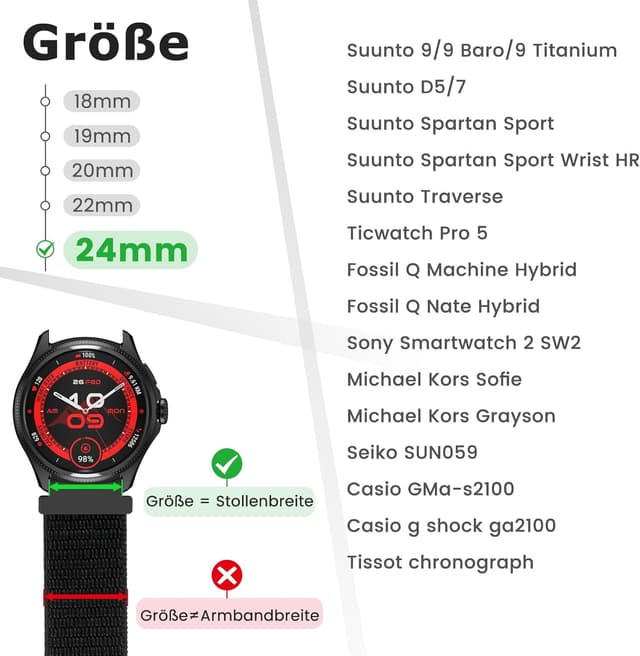 Detalle 2 de Runostrich Nylon Armband 20 mm atmungsaktiv verstellbar