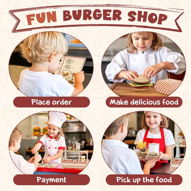Thumbnail 2 de Lehoo Castle Wooden Play Food Burger Set ๐