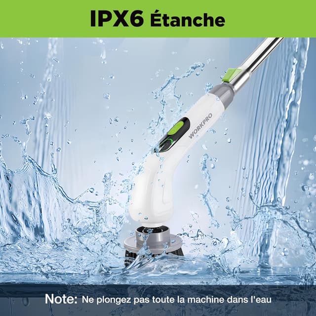 Detalle de WORKPRO Brosse nettoyante rotative IPX6 ⚙