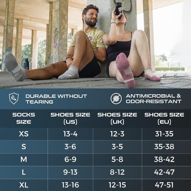 Detalle 2 de Coolmax Anti-Blister Cushioned Running Socks with Ankle Compression (3 Pairs)