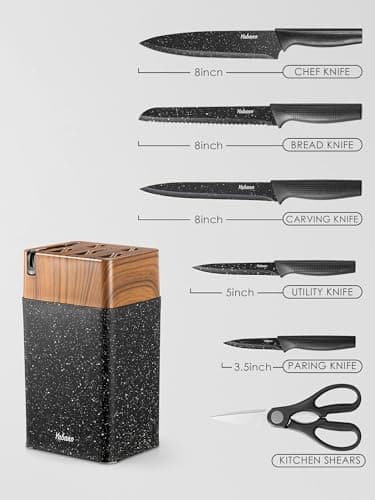 Detalle 2 de Yabano Juego de cuchillos 7 piezas con bloque y afilador 🔪