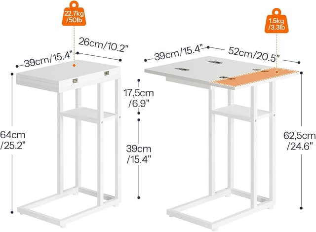 Detalle de HOOBRO EWW29SF01 mesa en C plegable 52x39 cm