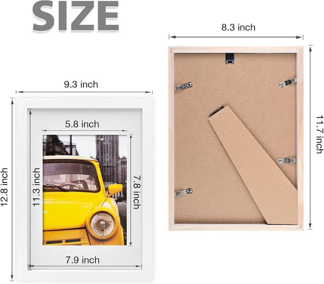 Detalle de EGOFINE A4 White Solid Wood Frames Set of 4 with A5 Mat and Plexiglass