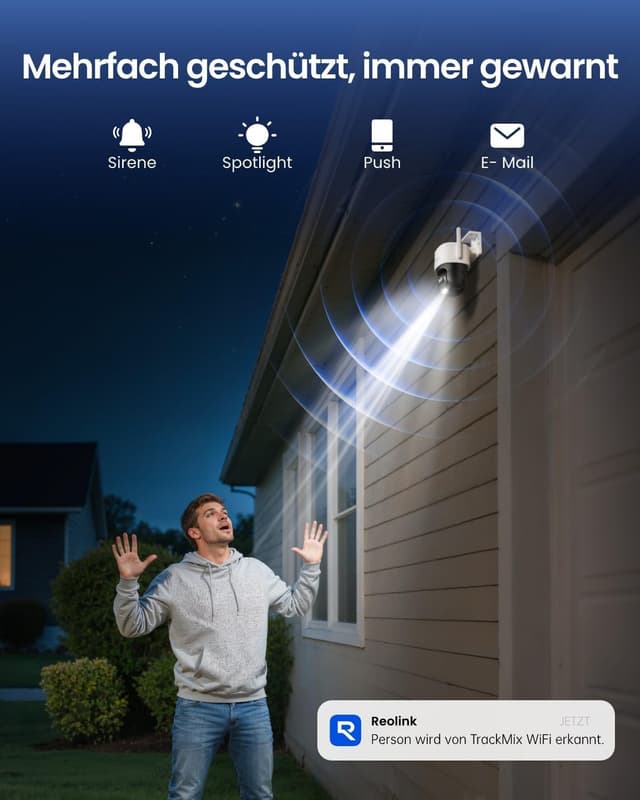 Detalle de Reolink 4K 8MP Wi‑Fi 6 PTZ Outdoor-Überwachungskamera mit Dual-Objektiv, Auto-Tracking und 30 m Farbnachtsicht