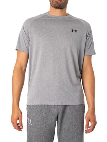 Detalle 2 de Under Armour UA Tech 2.0 SS Tee para hombre (Steel Light Heather) – camiseta deportiva transpirable