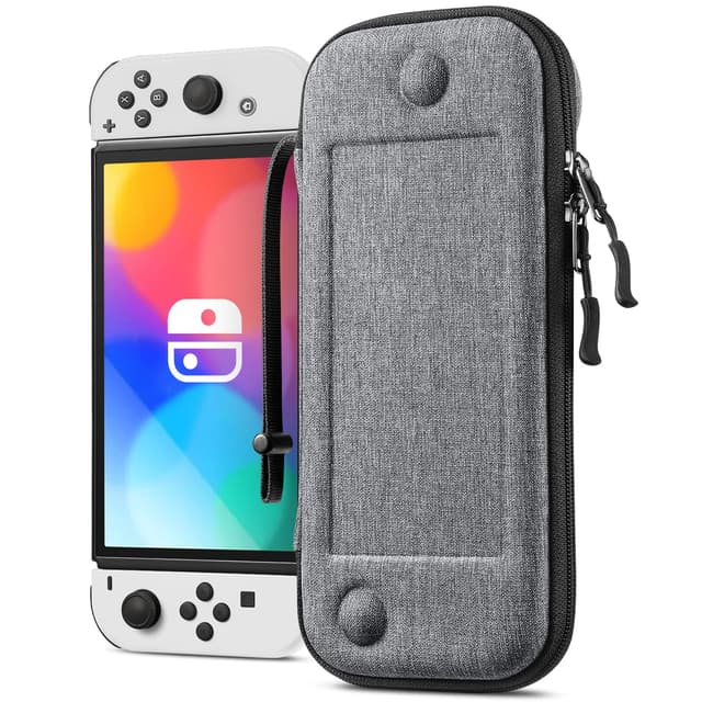 Detalle de FINTIE Slim Tasche für Nintendo Switch (2017) & Switch OLED (2021) – ultradünne Hartschalen-Tragetasche mit 10 Kartenhaltern, grau