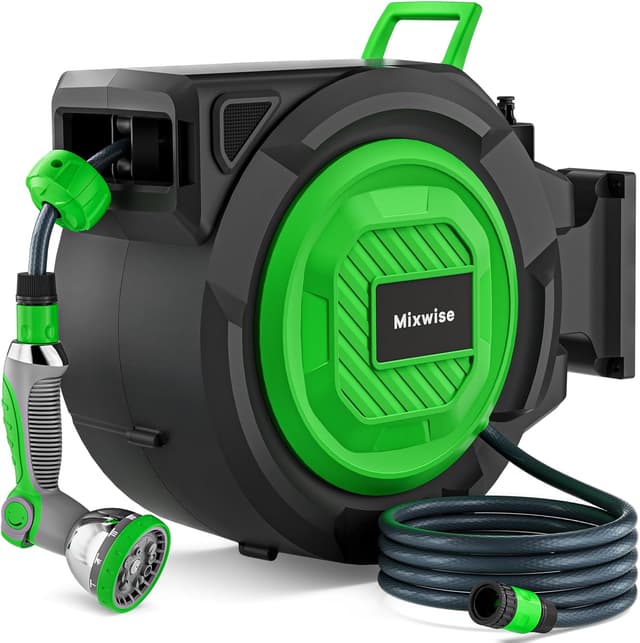 Detalle de Mixwise Retractable Garden Hose Reel (1/2 in x 30m + 2m) with 180° Swivel Bracket & 10-Pattern Nozzle