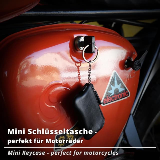 Detalle de LEDEROW Mini Schlüsseltasche aus echtem Leder – kompaktes Schlüsseletui für Motorrad- und einzelne Hausschlüssel