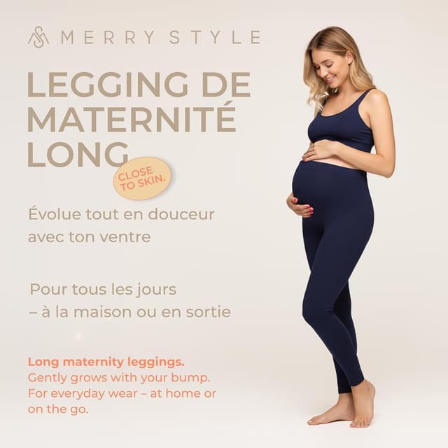 Detalle 2 de Legging de grossesse long taille haute Merry Style (MS10-297) pour le sport et le quotidien