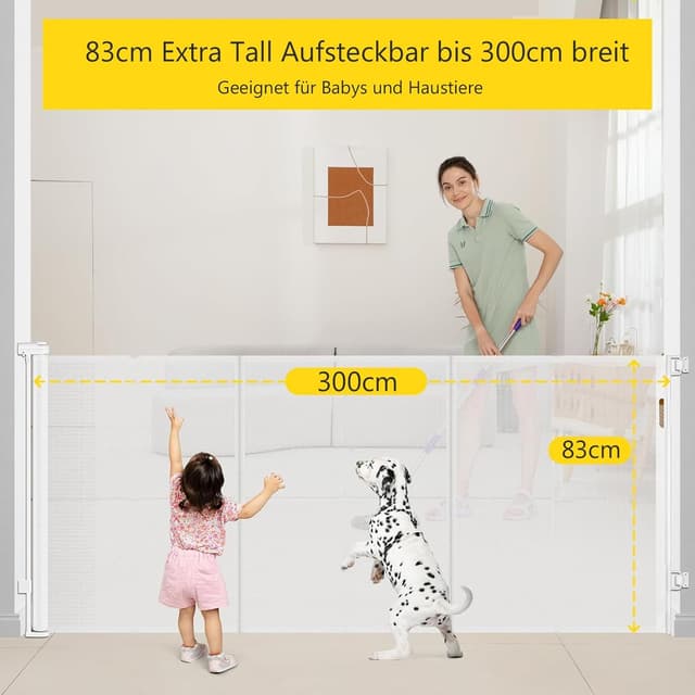 Detalle 2 de Treppenschutzgitter ausziehbar 300 cm, weiß