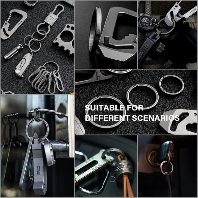 Detalle de MecArmy EDC porte-clés en titane TC4 à coulisser sur le côté (set de 3 tailles)