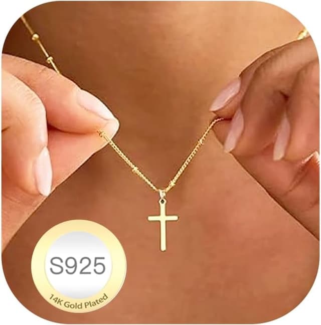 Detalle 2 de Kreuzkette 925 Silber Damen 18+2