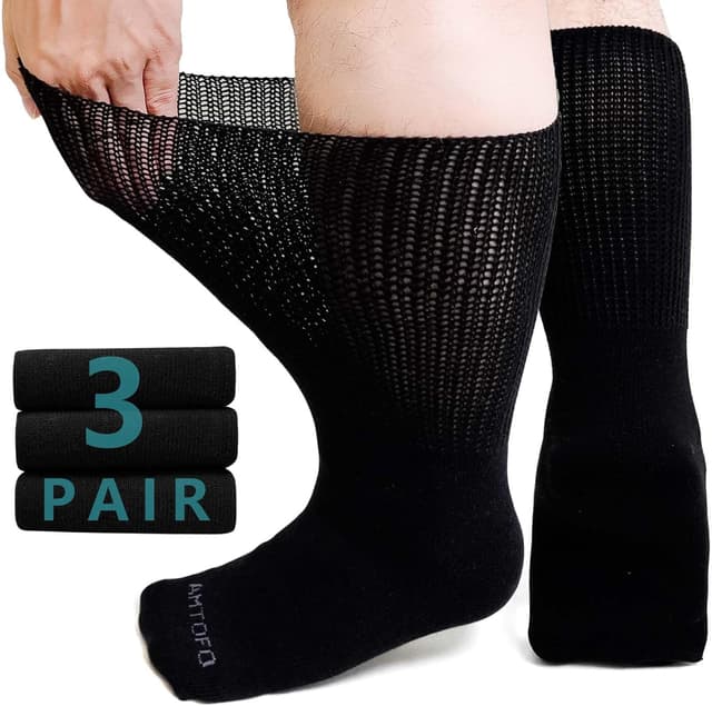 Detalle de ZFSOCK Chaussettes diabétiques sans élastique (coton mi-mollet) – 3 paires, homme & femme