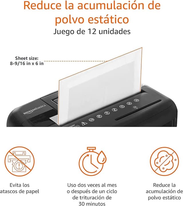 Detalle de Amazon Basics Hojas lubricantes para trituradoras Microcorte, 12 pack