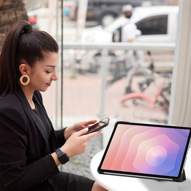 Detalle de FDHYFGDY Schutzhülle für Samsung Galaxy Tab S11 (11") – ultradünnes PU-Case mit Auto Schlaf/Wach, Klapphülle in Schwarz