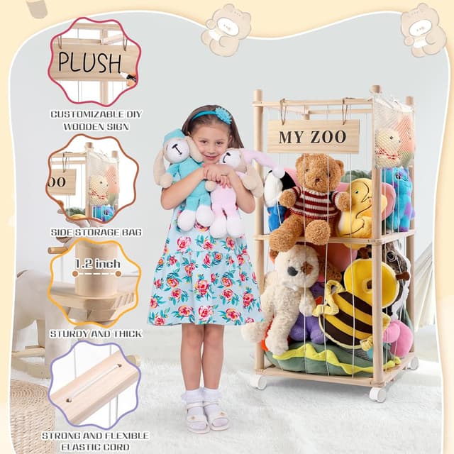 Thumbnail 4 de khlerox Stuffed Animal Storage Zoo with Wheels, Small